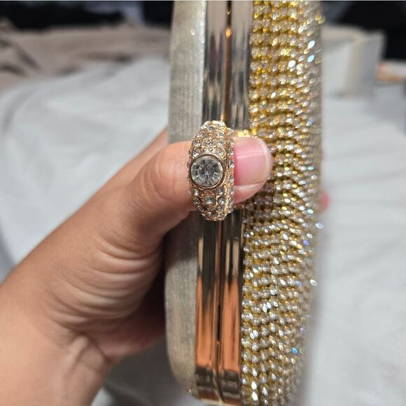 Women Rhinestone Clutch Handbag Evening Sparkly Wedding Purse Bag Glitter Bridal - Picture 4 of 16